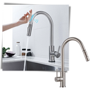 Robinet de cuisine flexible Zovajonia avec capteur, finition noire dorée, pièce de plomberie moderne et fonctionnelle