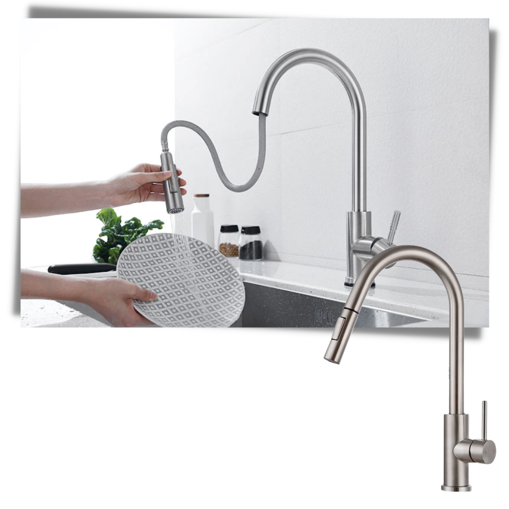 Robinet de cuisine flexible Zovajonia com sensor, acabamento preto e dourado, peça de material de plomeria com design moderno