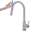 Robinet de cuisine Zovajonia flexible avec capteur, finition noire et or, pièce de plomberie moderne et fonctionnelle